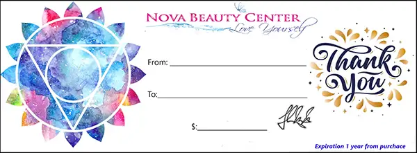 Nova Beauty Center Gift Certificate Thank You