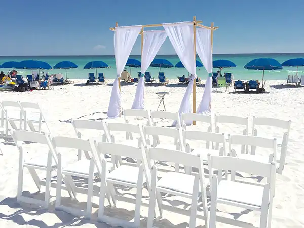 A beach wedding reception