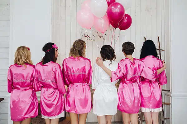 Bridesmaids in Pink Silk Robes