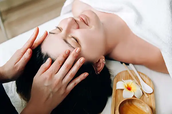 A facial massage at a spa
